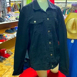 Red Ape size 2XL black denim button down‎ warm fall winter layers distressed